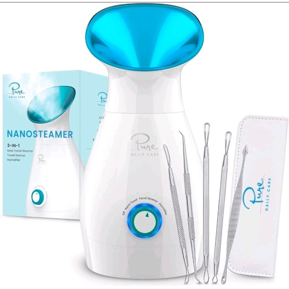 Pure Daily Care Nanosteamer 3-in-1 Facial Steamer Humidifier Extraction Kit NEW